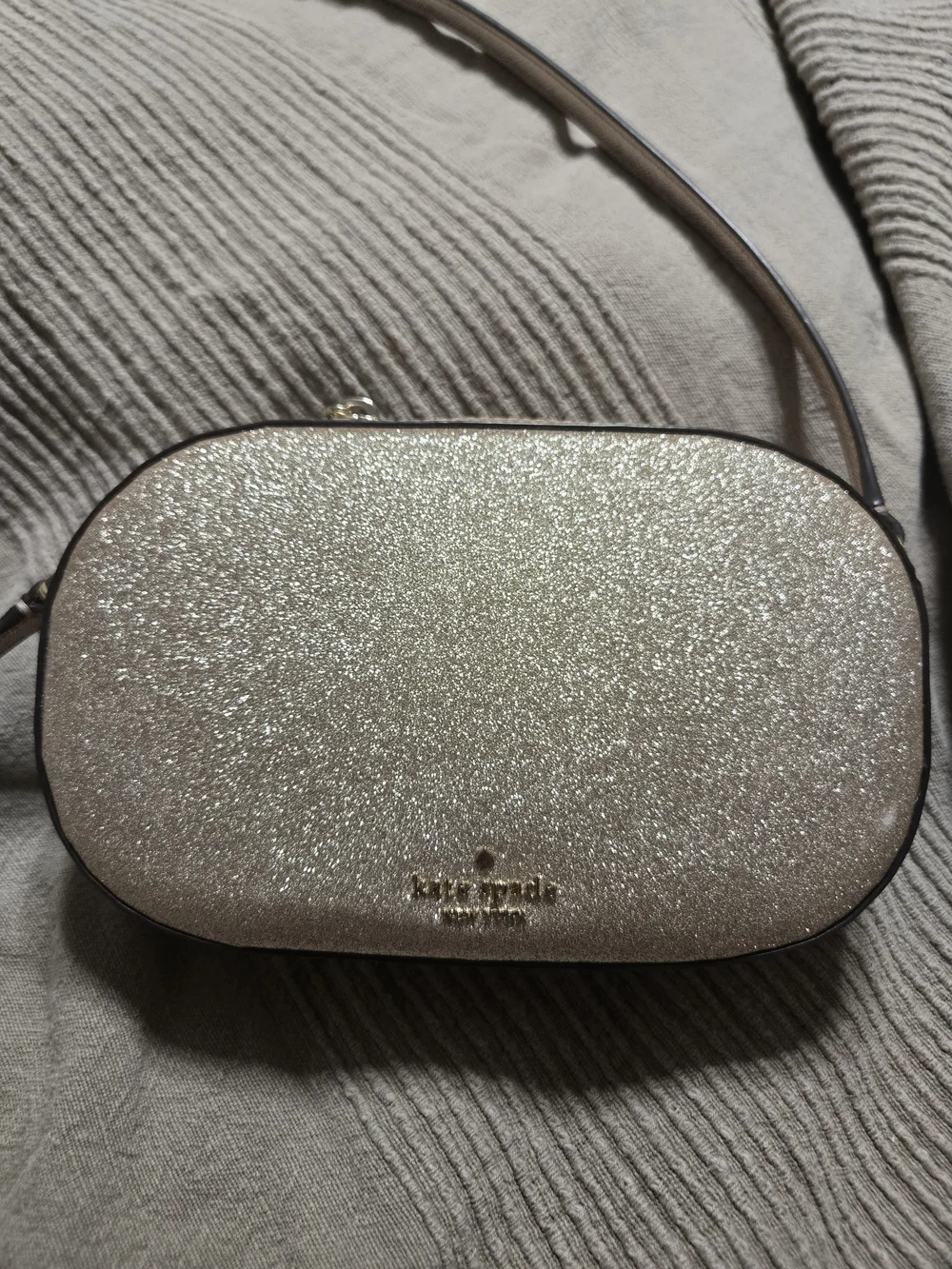 kate spade New York Glitter Crossbody Bag in Champagne